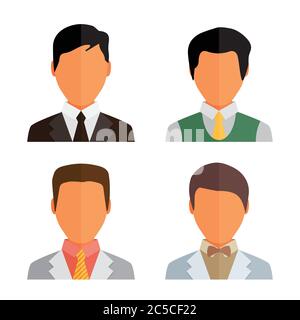 Set di 4 icone avatar in design piatto Illustrazione Vettoriale