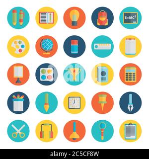 Illustrazioni vettoriali per l'apprendimento e l'istruzione in stile piatto Illustrazione Vettoriale