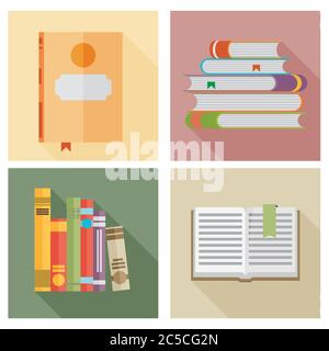 Set di libri in stile piatto Illustrazione Vettoriale