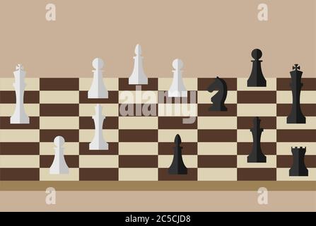 immagine di scacchiere e figure di scacchi su di esso, concetto di strategia di affari Illustrazione Vettoriale