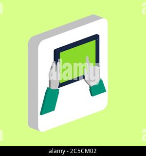 USA Tablet, tocca icona vettore semplice. Modello di disegno simbolo illustrazione per elemento UI mobile Web. Pittogramma isometrico a colori perfetto su quadratura bianca 3d Illustrazione Vettoriale