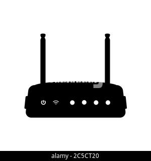 Router WiFi su sfondo bianco. Dispositivo di rete del computer. Illustrazione vettoriale in stile piatto alla moda. EPS 10. Illustrazione Vettoriale