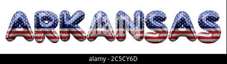 Arkansas Stati Uniti stelle e strisce palloncino parola. Rendering 3D Foto Stock