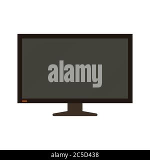 Schermo TV su sfondo bianco. Grande display del computer mockup. Illustrazione delle scorte. Illustrazione Vettoriale