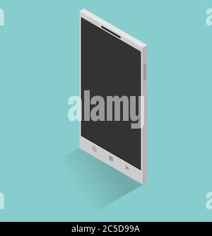Icona isometrica del telefono cellulare in stile piatto Illustrazione Vettoriale