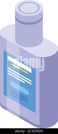 Icona del flacone di sciroppo di influenza, stile isometrico Illustrazione Vettoriale