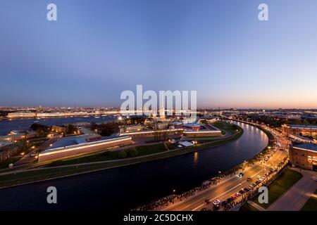 Veduta aerea della Fortezza di Pietro e Paolo, del fiume Neva, di San Pietroburgo, della Russia Foto Stock