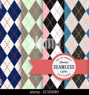 Inglese vettoriale Rhombus Seamless Pattern Set Illustrazione Vettoriale
