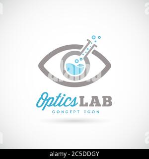 Icona del simbolo del concetto vettoriale astratto del laboratorio ottico Illustrazione Vettoriale