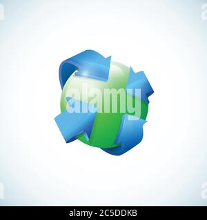 Astratta sfera tridimensionale con frecce Illustrazione Vettoriale