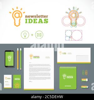 Logo e modello di identità delle idee per la newsletter Illustrazione Vettoriale