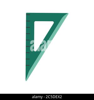 Regola triangolare su sfondo bianco. Illustrazione vettoriale in stile piatto alla moda. Illustrazione Vettoriale