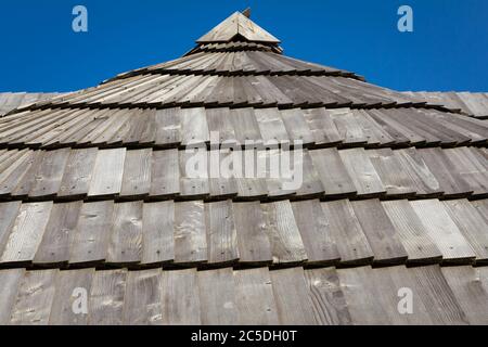 Polonia Podkarpackie Bieszczady, punto di vista Bircza. Tetto coperto di ghiaia. Foto Stock