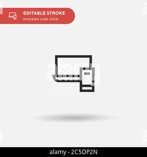 Icona vettore semplice del portatile. Modello di disegno simbolo illustrazione per elemento UI mobile Web. Pittogramma moderno a colori perfetto su tratto modificabile. ic per computer portatile Illustrazione Vettoriale