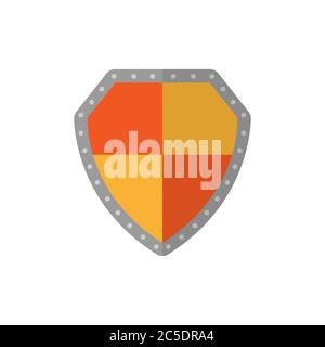 Security Shield su sfondo bianco. Illustrazione vettoriale in stile piatto alla moda. Illustrazione Vettoriale