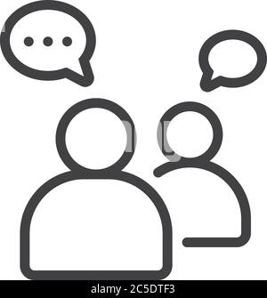 Icona lineare del profilo di un gruppo di due persone: Conversazione o riunione o conversazione, concetto di comunità sociale per app, web e business utilizzando - Vector i Illustrazione Vettoriale