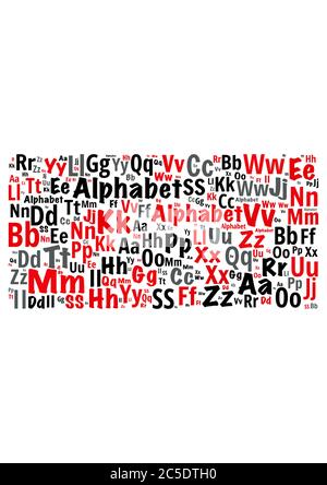 Illustrazione di una nuvola di parole con parole che rappresentano le lettere dell'alfabeto Illustrazione Vettoriale