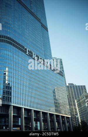 Chicago, Illinois, USA - 30 giugno 2018, Trump International Hotel and Tower (solo per uso editoriale) Foto Stock