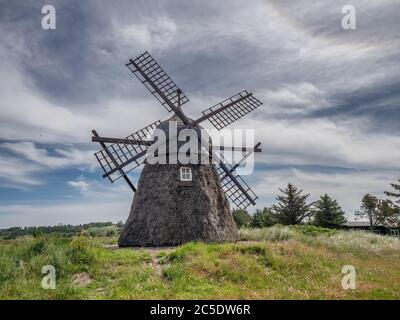 Lygnmoellen, Thacked Heather Mill nella danimarca occidentale Foto Stock