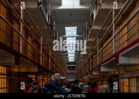 Vista dei blocchi cellulari, prigione di Alcatraz Foto Stock