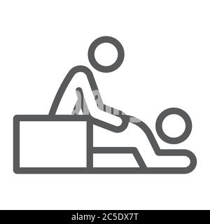 Icona della linea di massaggio, spa e tempo libero, segno del terapeuta, grafica vettoriale, un motivo lineare su sfondo bianco. Illustrazione Vettoriale