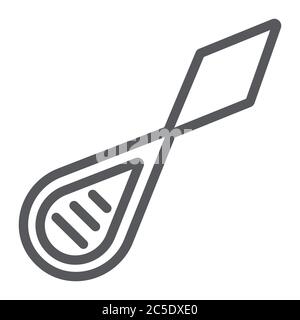 Icona della linea del filo dell'ago, dressmaker e cucito, segno dell'attrezzatura da cucire, grafica vettoriale, un motivo lineare su sfondo bianco. Illustrazione Vettoriale