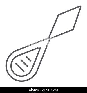 Icona linea sottile per avvitatrice di aghi, dressmaker e cucire, segno di attrezzatura da cucire, grafica vettoriale, un motivo lineare su sfondo bianco. Illustrazione Vettoriale
