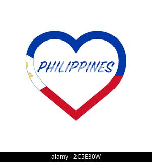 Bandiera Filippine nel cuore. Amo il mio paese. Segno. Illustrazione vettoriale di stock isolata su sfondo bianco. Illustrazione Vettoriale