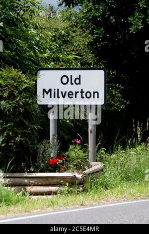 Old Milverton Village Sign, Warwickshire, Inghilterra, Regno Unito Foto Stock