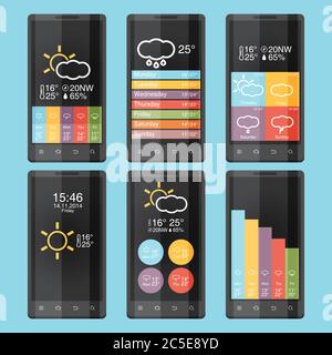 Infografiche del telefono cellulare in un design a colori piatti Illustrazione Vettoriale