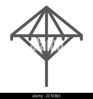 Icona della linea Wagasa, asiatico e accessori, segno ombrello giapponese, grafica vettoriale, un motivo lineare su sfondo bianco. Illustrazione Vettoriale