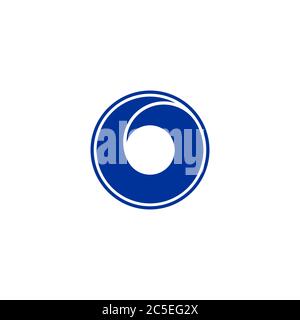 Onda circolare, semplice logo oceano, isolato su sfondo bianco. Illustrazione Vettoriale