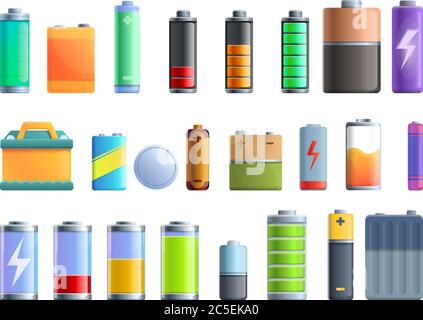 Icone della batteria impostate. Set di icone vettoriali per batteria per il web design Illustrazione Vettoriale