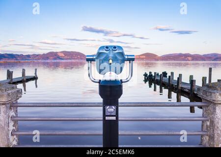 Torre del Lago, Viareggio, Lucca, Toscana: Vista sul lago di Massaciuccoli Foto Stock