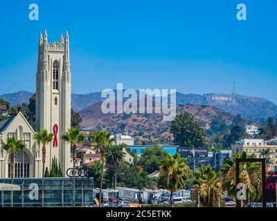 Los Angeles, California: Centro di Hollywood famoso per la Walk of Fame. Foto Stock