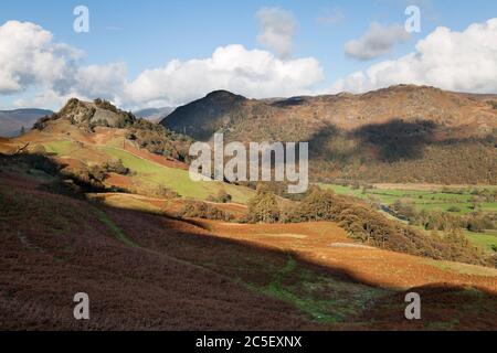 Rupe del castello e del re è come, Borrowdale, nel Lake District inglese Foto Stock