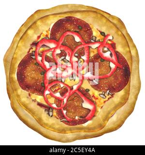 Pizza pepperoni è perfetto per progettare il vostro ristorante menu rendering 3d Foto Stock