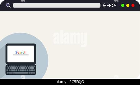 Finestra vuota del layout del browser Web icona di visualizzazione del vettore del sito Web Illustrazione Vettoriale