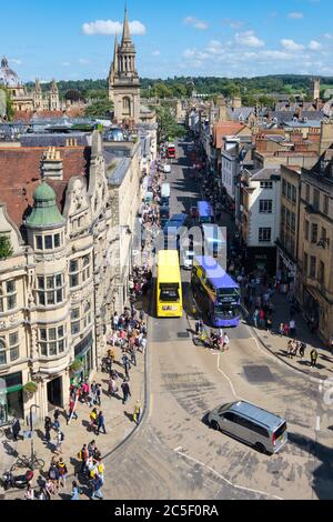 Vista aerea del centro di Oxford dalla vecchia Torre Carfax Foto Stock