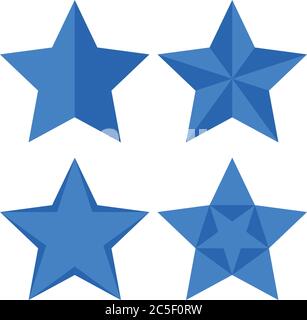 Icona a forma di stella blu Imposta vettore blu scuro Illustrazione Illustrazione Vettoriale