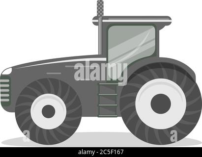 Icona nera del trattore pesante su sfondo bianco illustrazione del vettore agricolo isolato Illustrazione Vettoriale