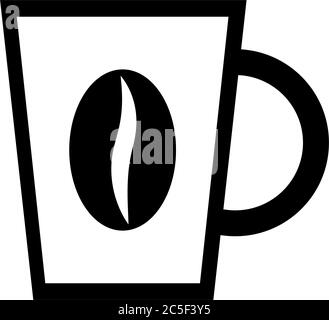 Icona della tazza da caffè espresso Cafe Tea Mug Black Vector Illustrazione bevanda calda Illustrazione Vettoriale