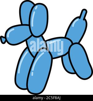 Carino palloncino cane cartoon blu animale domestico vettore illustrazione bambini compleanno partito Illustrazione Vettoriale