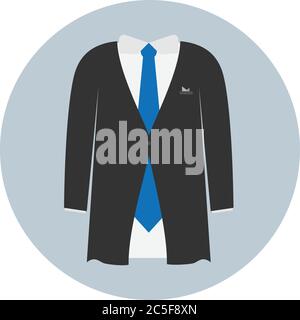 Black Business Suit con Blue Tie uomo Fashion Vector Illustrazione Illustrazione Vettoriale