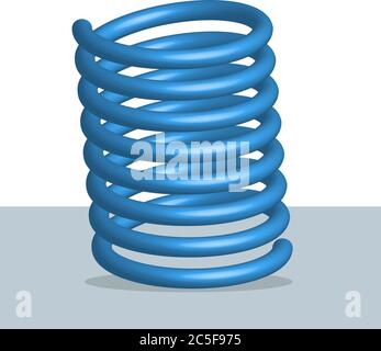 Icona della molla blu immagine vettoriale tridimensionale in metallo realistico a spirale flessibile di un'automobile Illustrazione Vettoriale