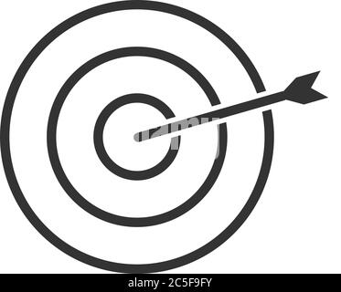 Target Bullseye e freccia icona strategia di marketing concetto di vettore di segno Illustrazione Illustrazione Vettoriale