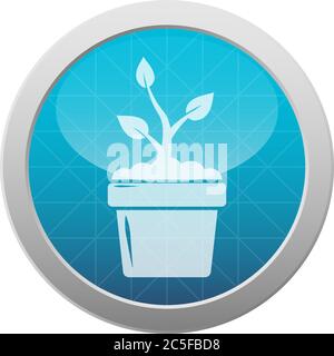Pianta crescente icona germogliare concetto di semina di Pot su azzurro cerchio isolato Logo illustrazione vettoriale Illustrazione Vettoriale