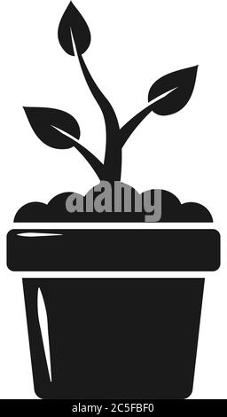 Pianta crescente icona Silhouette nero germogliare Pot Seeding concetto isolato Logo Vector Illustrazione Illustrazione Vettoriale