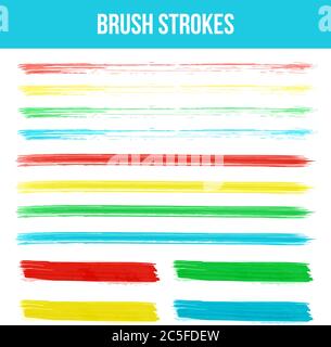 Set di coloratissimi tratti di pennello acquerello. Illustrazione vettoriale. Illustrazione Vettoriale
