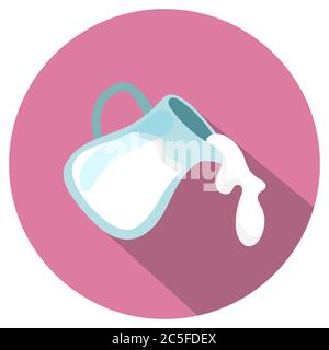 Caraffa in vetro con caraffa di latte fresco su sfondo bianco. Elementi per la Giornata Mondiale del latte. Illustrazione del vettore di stock. Illustrazione Vettoriale